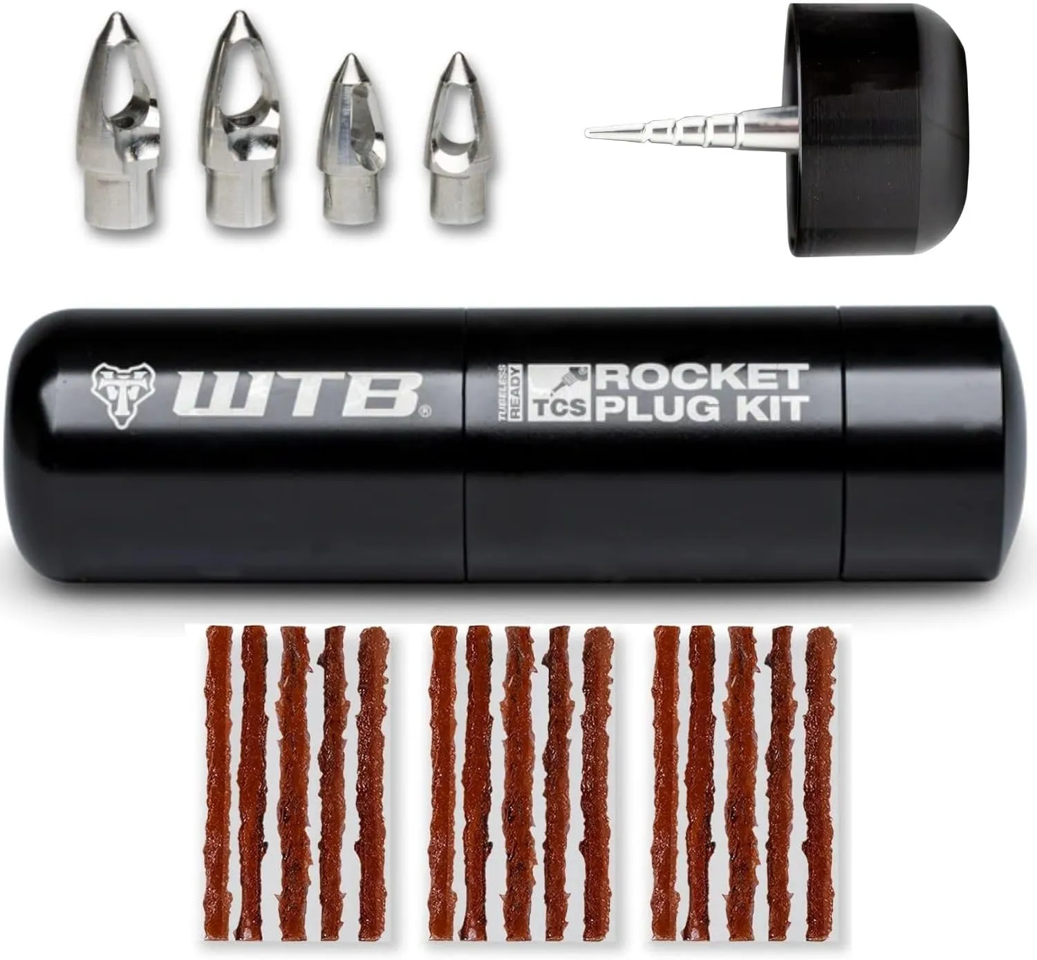 WTB Rocket Tire Plug Kit | Easy Repair for Mountain, Gravel, Road Tubeless Tires | Rocket Anchor Tips Keep Plug in Place for Durable Tubeless Repair | Reusable