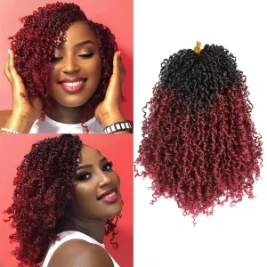 Yanky Twist Crochet Hair 9 Pack(270 Strands Total) Pre loop Pre Twisted Wine Red Braids Crochet Hair,Synthetic Spring Short Passion Twist Crochet Braiding Hair Extensions For Women(TBUG, 8 Inch)