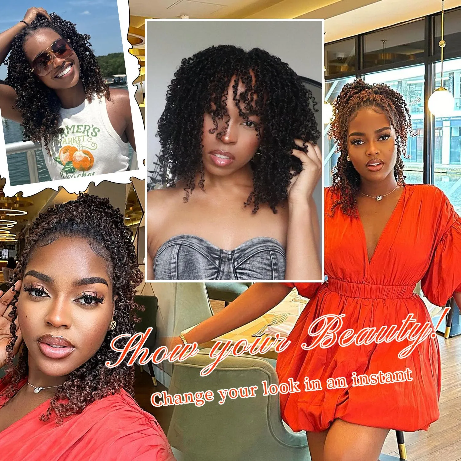 Yanky Twist Crochet Hair 9 Pack(270 Strands Total) Pre loop Pre Twisted Yanky Twist Braids Crochet Hair,Synthetic Spring Short Passion Twist Crochet Braiding Hair Extensions For Women(1B3027, 8 Inch)