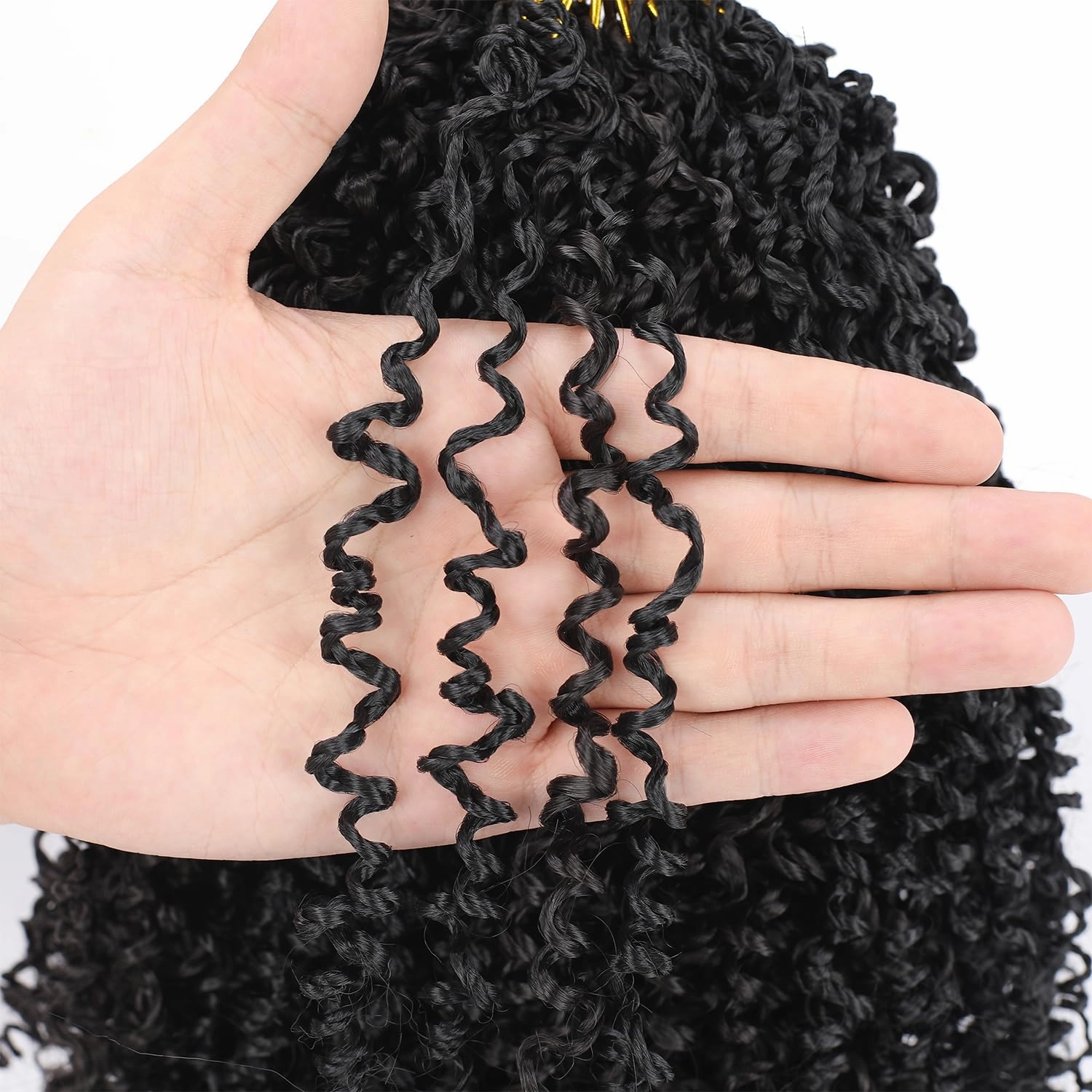 Yanky Twist Crochet Braids Hair 8 Inch 9 Bundles/Lot Natural Black Pre-Twisted Crochet with Curly Ends Small Curly Hair for Senegalese Twist Braids 1B#/9pack