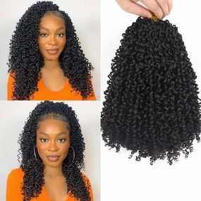 Yanky Twist Crochet Braids Hair 8 Inch 9 Bundles/Lot Natural Black Pre-Twisted Crochet with Curly Ends Small Curly Hair for Senegalese Twist Braids 1B#/9pack
