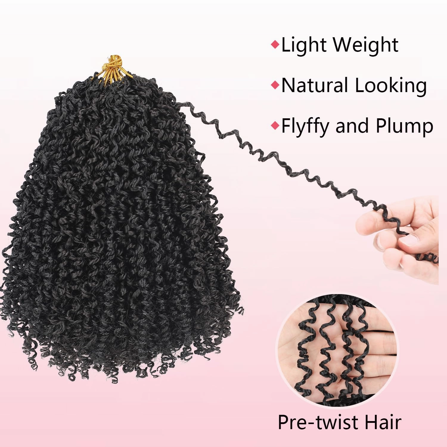 Yanky Twist Crochet Braids Hair 8 Inch 9 Bundles/Lot Natural Black Pre-Twisted Crochet with Curly Ends Small Curly Hair for Senegalese Twist Braids 1B#/9pack