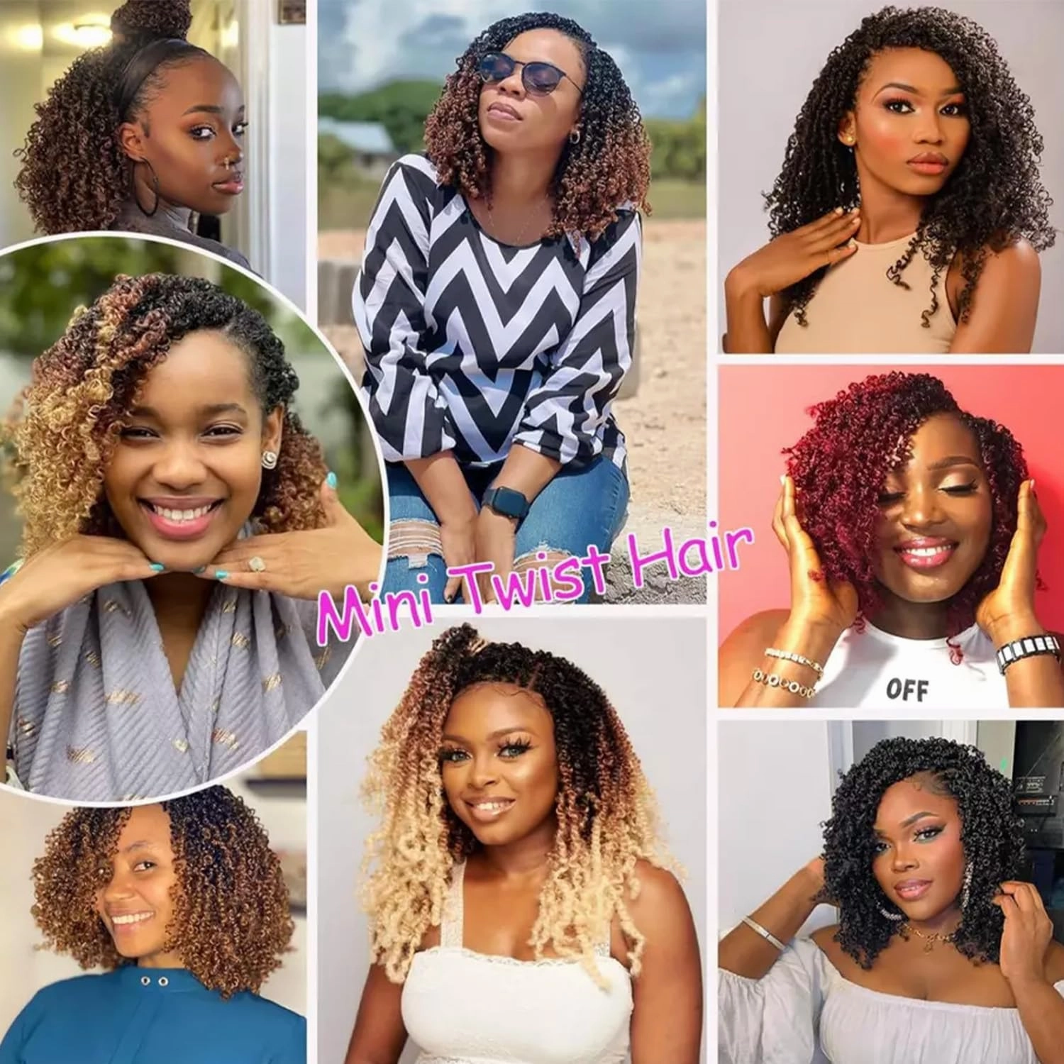 Yanky Twist Crochet Braids Hair 8 Inch 9 Bundles/Lot Natural Black Pre-Twisted Crochet with Curly Ends Small Curly Hair for Senegalese Twist Braids 1B#/9pack