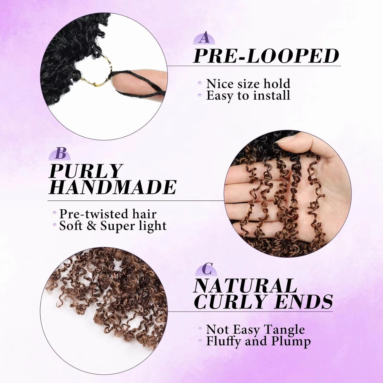 Yanky Twist Crochet Hair for black women 10 Inch 8 Packs 30 Stands/Pc,Pre-looped Fluffy Spring Mini Twist Passion Twist Black Ombre Brown Synthetic Crochet Braids Braiding Hair(10 Inch, OT30-8P)