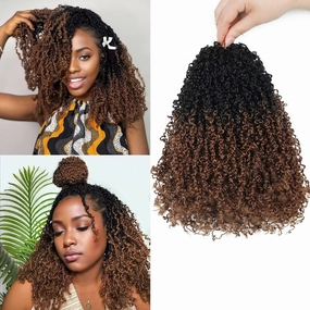 Yanky Twist Crochet Hair for black women 10 Inch 8 Packs 30 Stands/Pc,Pre-looped Fluffy Spring Mini Twist Passion Twist Black Ombre Brown Synthetic Crochet Braids Braiding Hair(10 Inch, OT30-8P)