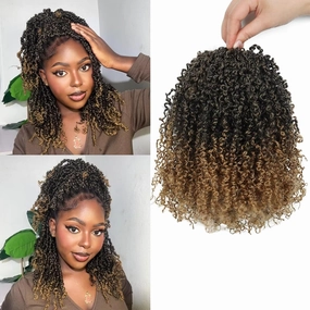 Yanky Twist Crochet Hair for black women 14 Inch 8 Packs 30 Stands/Pc,Pre-looped Fluffy Spring Mini Twist Passion Twist Ombre Blonde Synthetic Crochet Braids Braiding Hair(14 Inch, T27-8P)