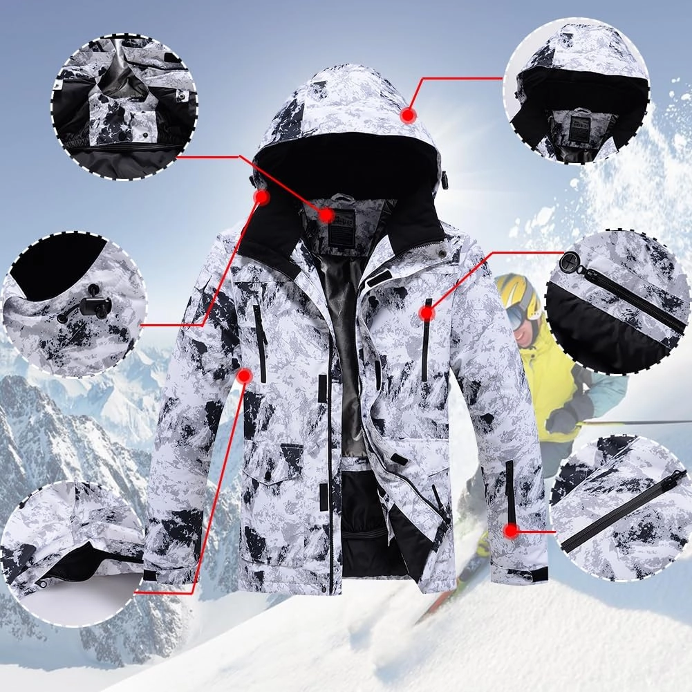 YEEFINE Men's Ski Suits Waterproof Winter Snowsuit Snow Snowboard Jackets Coats Pants Set