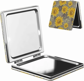 Yellow Daisy Sunflower Mini Makeup Mirror Portable Pocket Cosmetic Mirror Folding Compact Mirror
