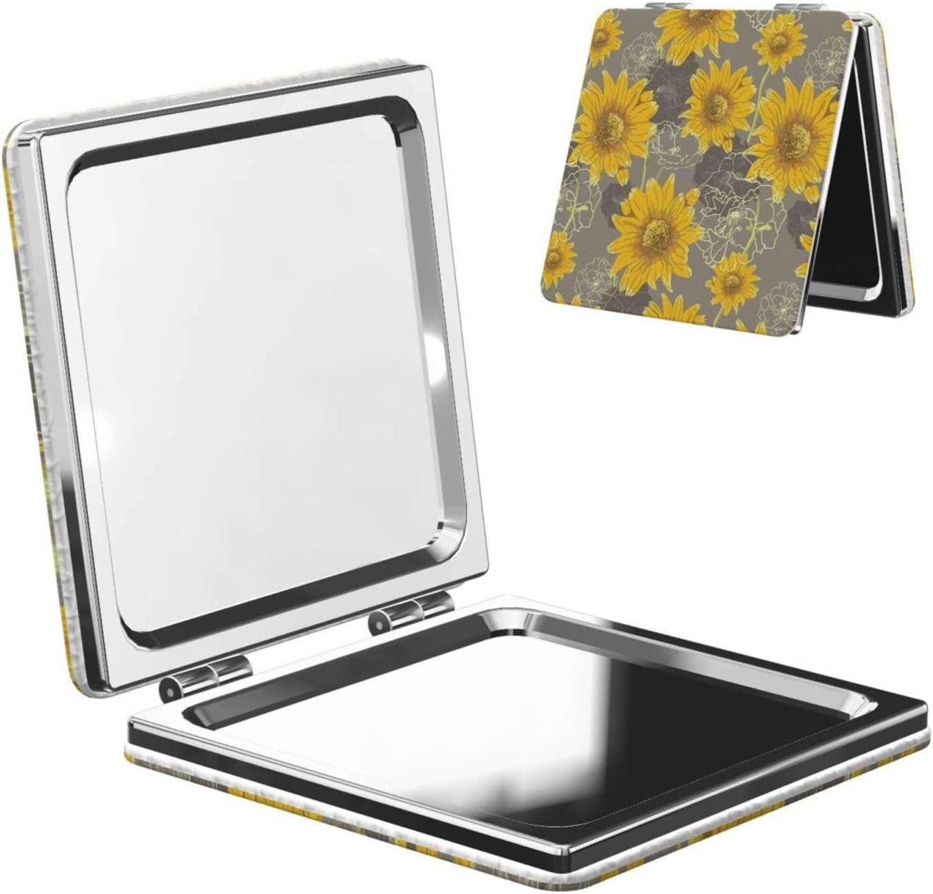 Yellow Daisy Sunflower Mini Makeup Mirror Portable Pocket Cosmetic Mirror Folding Compact Mirror