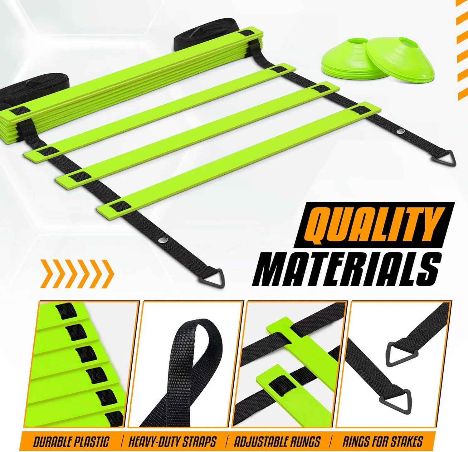 Yes4All Agility Ladder – Adjustable Speed & Agility Training Equipment for All Ages – Durable, Portable, Multiple Combo Sets Available