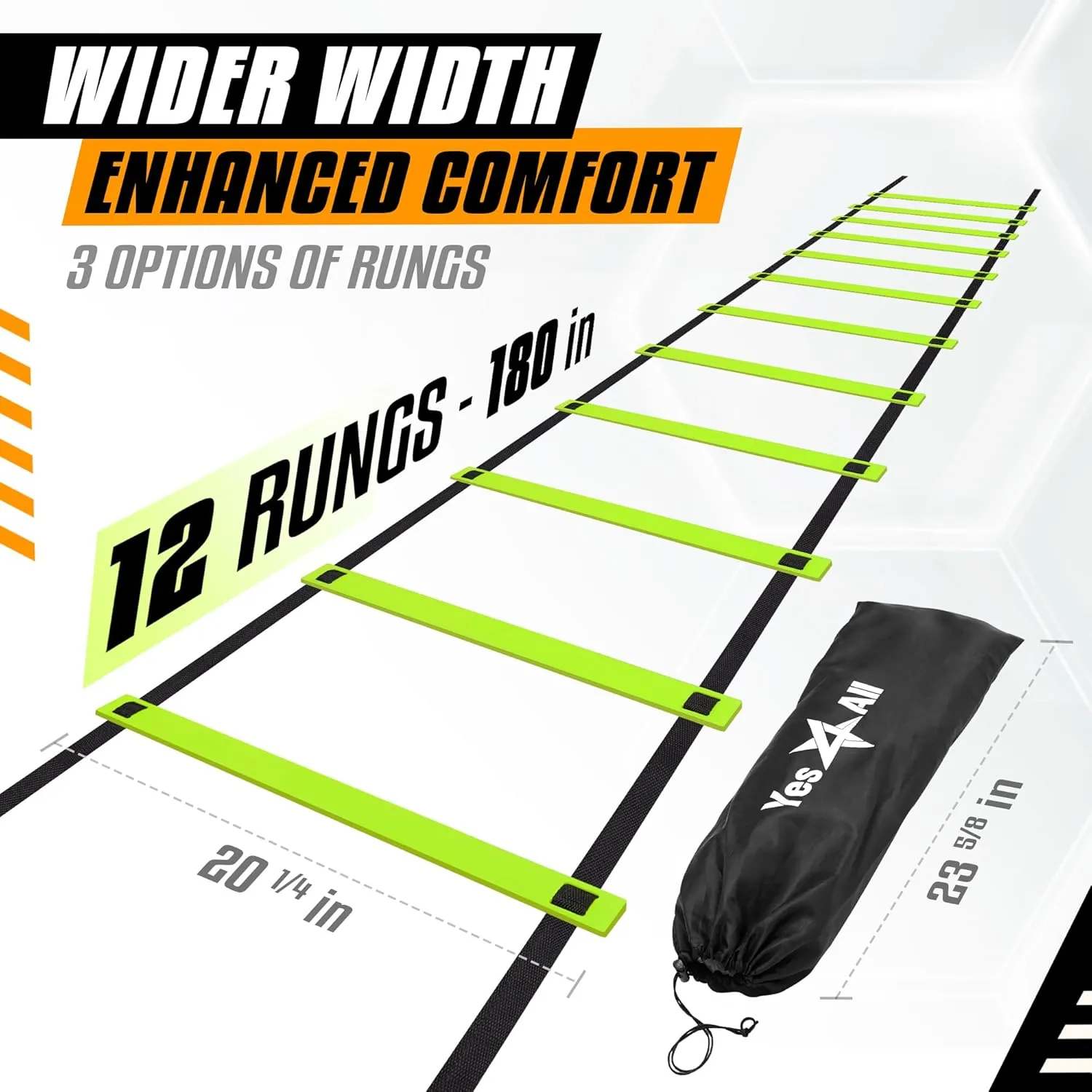 Yes4All Agility Ladder – Adjustable Speed & Agility Training Equipment for All Ages – Durable, Portable, Multiple Combo Sets Available
