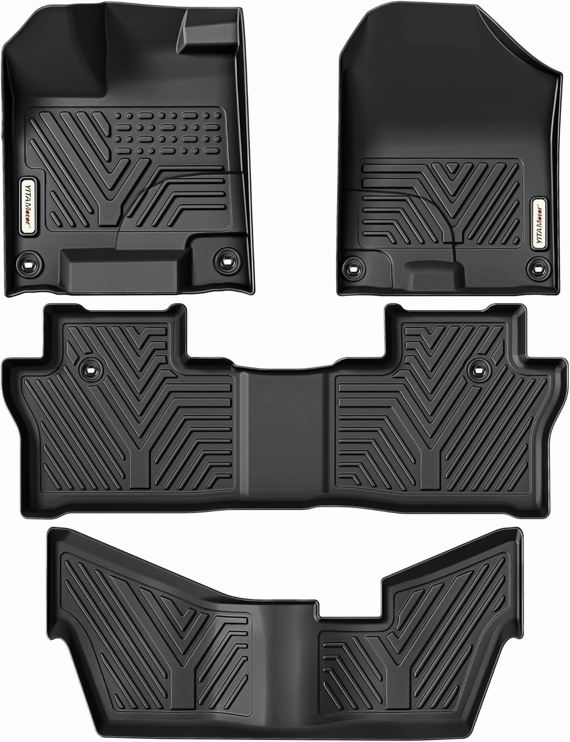 YITAMOTOR Floor Mats Fit for Honda Pilot 2022-2016,All-Weather Floor Liners Set Front 1st & 2nd 3rd Seat Floor Liner Set Black, 8 Passenger Model