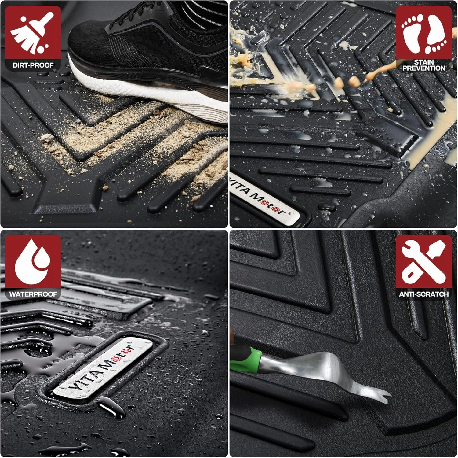 YITAMOTOR Floor Mats Fit for Honda Pilot 2022-2016,All-Weather Floor Liners Set Front 1st & 2nd 3rd Seat Floor Liner Set Black, 8 Passenger Model