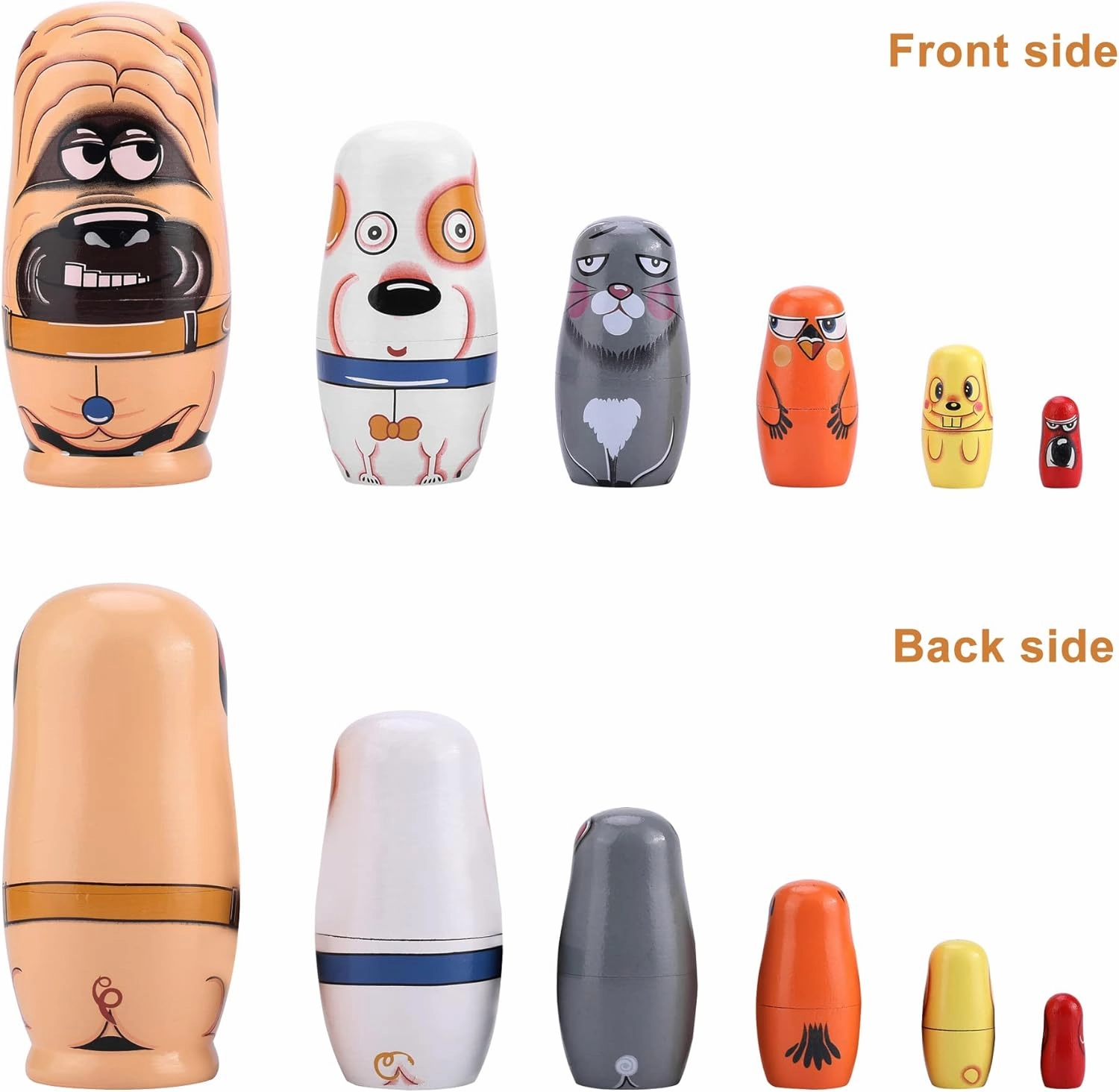 Yoption 6Pcs Russian Nesting Dolls, Handmade Wooden Cute Dog Matryoshka Dolls Set for Kids Christmas Birthday Wishing Gift (Cute Dogs)