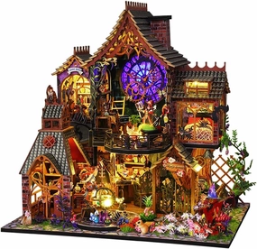 Yuzhen DIY Miniature Dollhouse with Furniture and LED Lights, Wooden Dollhouse Includes Dustcover and Music Movement
