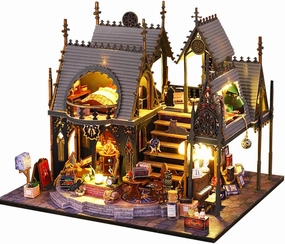 Yuzhen DIY Miniature Dollhouse with Furniture and LED Lights, Wooden Dollhouse Includes Dustcover and Music Movement