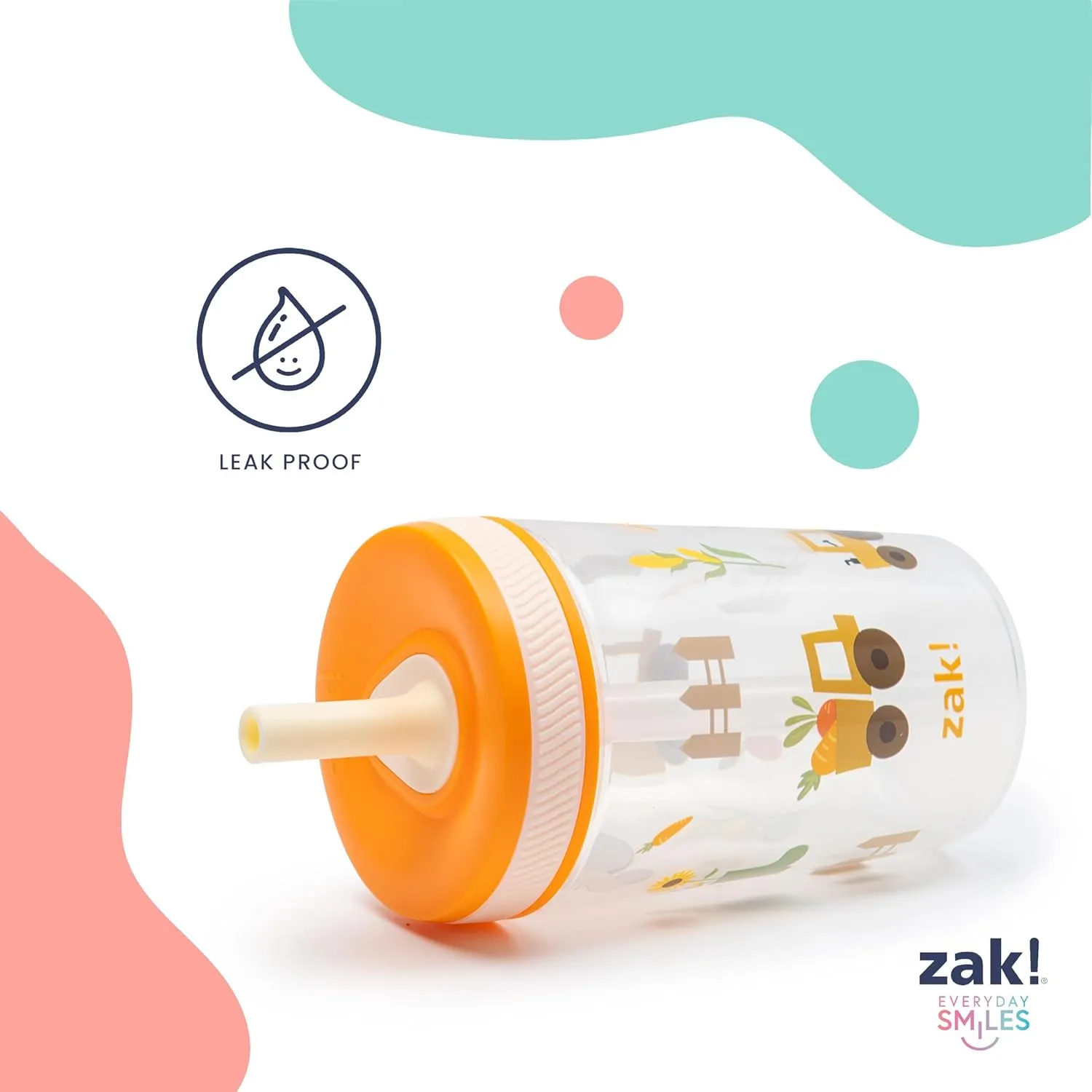 Zak Designs Kelso 15 oz Tumbler Set, (Underwater) Leak-Proof Screw-On Lid with Straw Made of Durable Plastic and Silicone, Perfect Bundle for Kids (2pc Set)