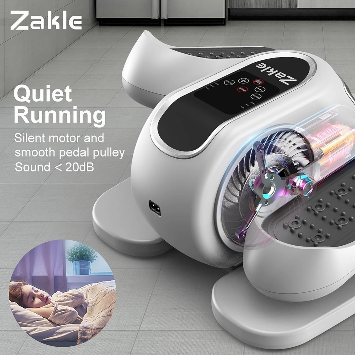 Zakle Ellipse Leg Exerciser as Seen on Tv for Seniors, Electric Under Desk Elliptical Machine w/Remote & 12 Speeds Level, Manual & Auto Mode, Quiet Seated Pedal Exerciser for Home Office