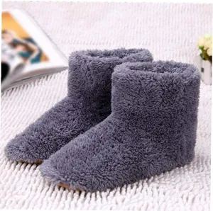 ZDJSW Foot Warmer, Heated Slippers USB Foot Warmer Heating Shoes Warmer Plush Soft Plush Warming Feet Shoe Foot Warmer Shoes for Women Men, Winter Cold Weather Shoes (Grey)