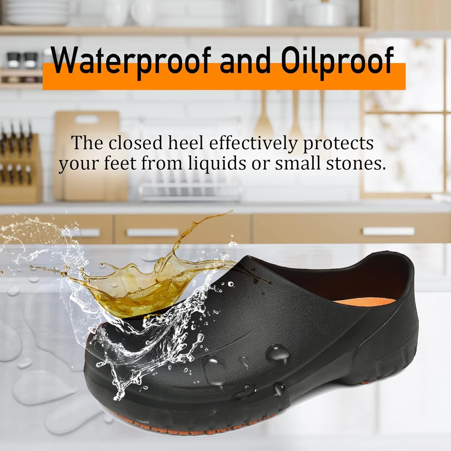 ZEENXIUYA Chef Shoes for Men Zapatos para Cocina Hombres Women Non Slip Waterproof Kitchen Work Clogs Comfortable Nursing Food Service Indoor and Outdoor Office Seaside Black