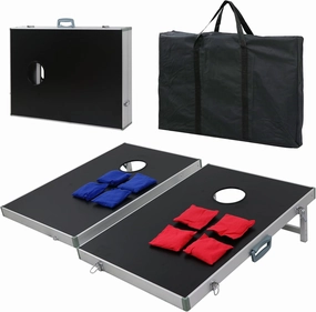 ZenStyle Portable Bean Bag Cornhole Toss Game Set Aluminum Frame Regulation Size Cornhole Boards w/ 8 Bean Bags and Carrying Case Ideal Toss Game Choice for Outdoor and Indoor Activities