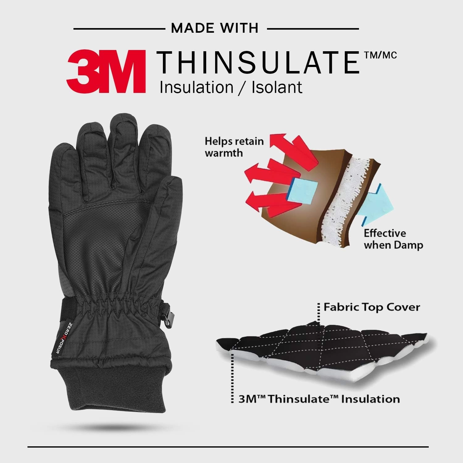 ZeroXposur Boys Winter Gloves and Reversible Winter Hat Set with Thinsulate PVC Palms and Fleece Elastic cuffs