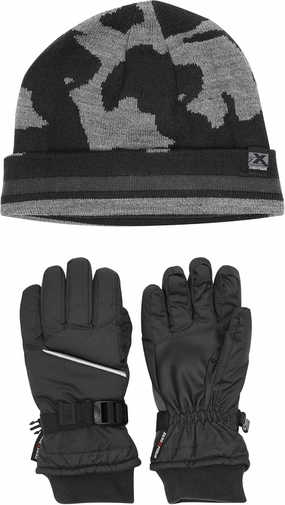 ZeroXposur Boys Winter Gloves and Reversible Winter Hat Set with Thinsulate PVC Palms and Fleece Elastic cuffs