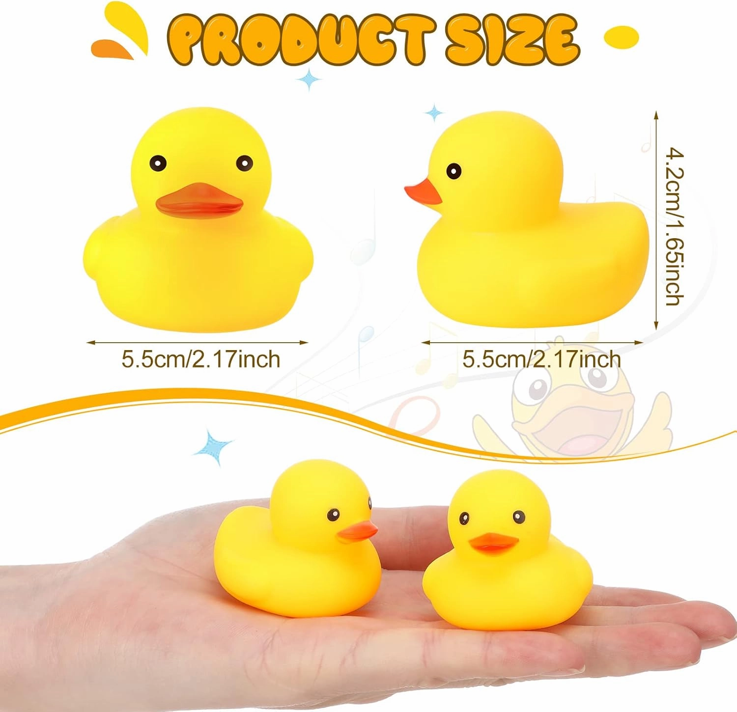 Zhanmai 300 Pcs Rubber Duck Bath Toys, Mini Float Squeak Ducks Bulk for Tiny Baby Shower Preschool Bathtub Toy Pool Party Supplies Birthday, Yellow(2.17 x 1.97 x 1.65 Inch)