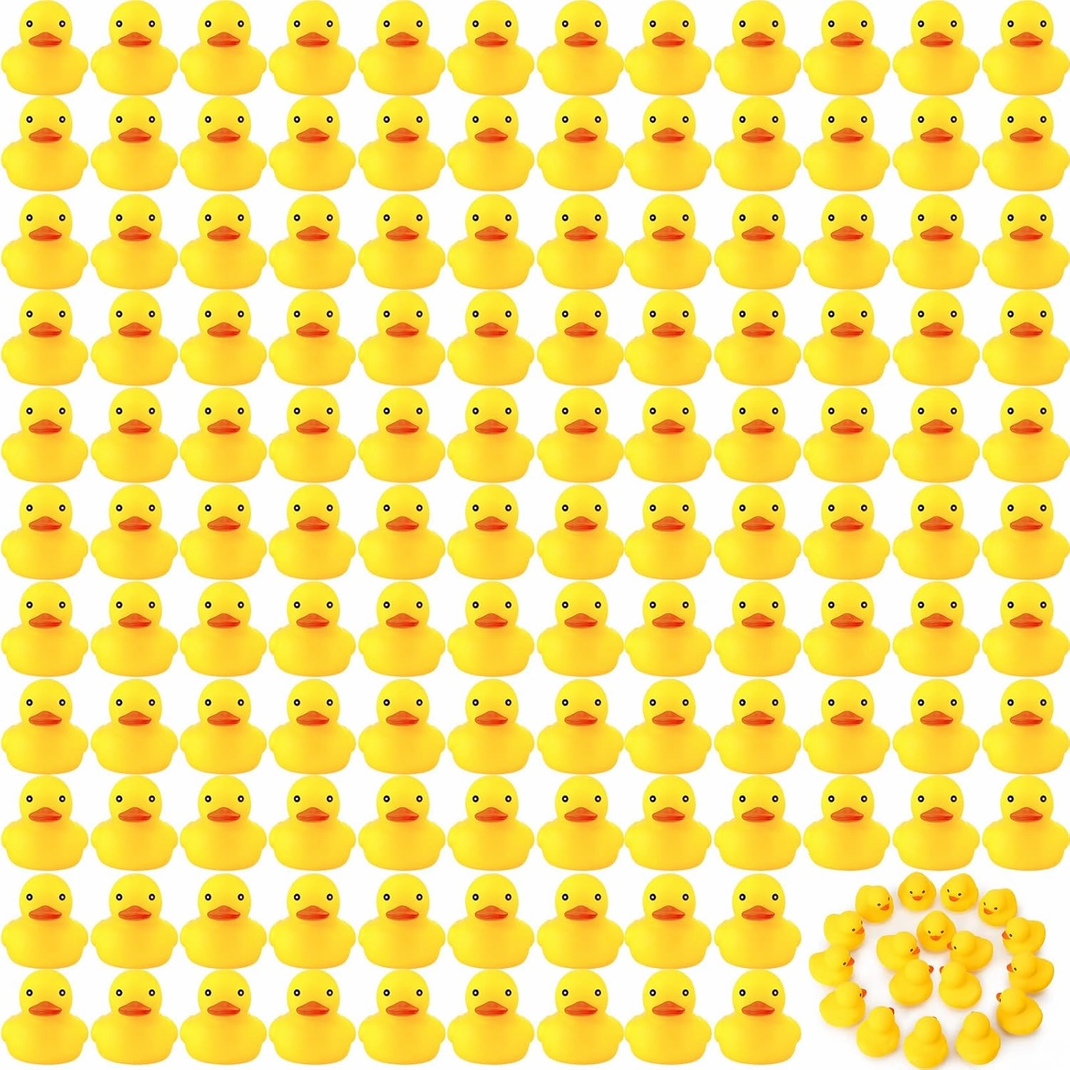 Zhanmai 300 Pcs Rubber Duck Bath Toys, Mini Float Squeak Ducks Bulk for Tiny Baby Shower Preschool Bathtub Toy Pool Party Supplies Birthday, Yellow(2.17 x 1.97 x 1.65 Inch)