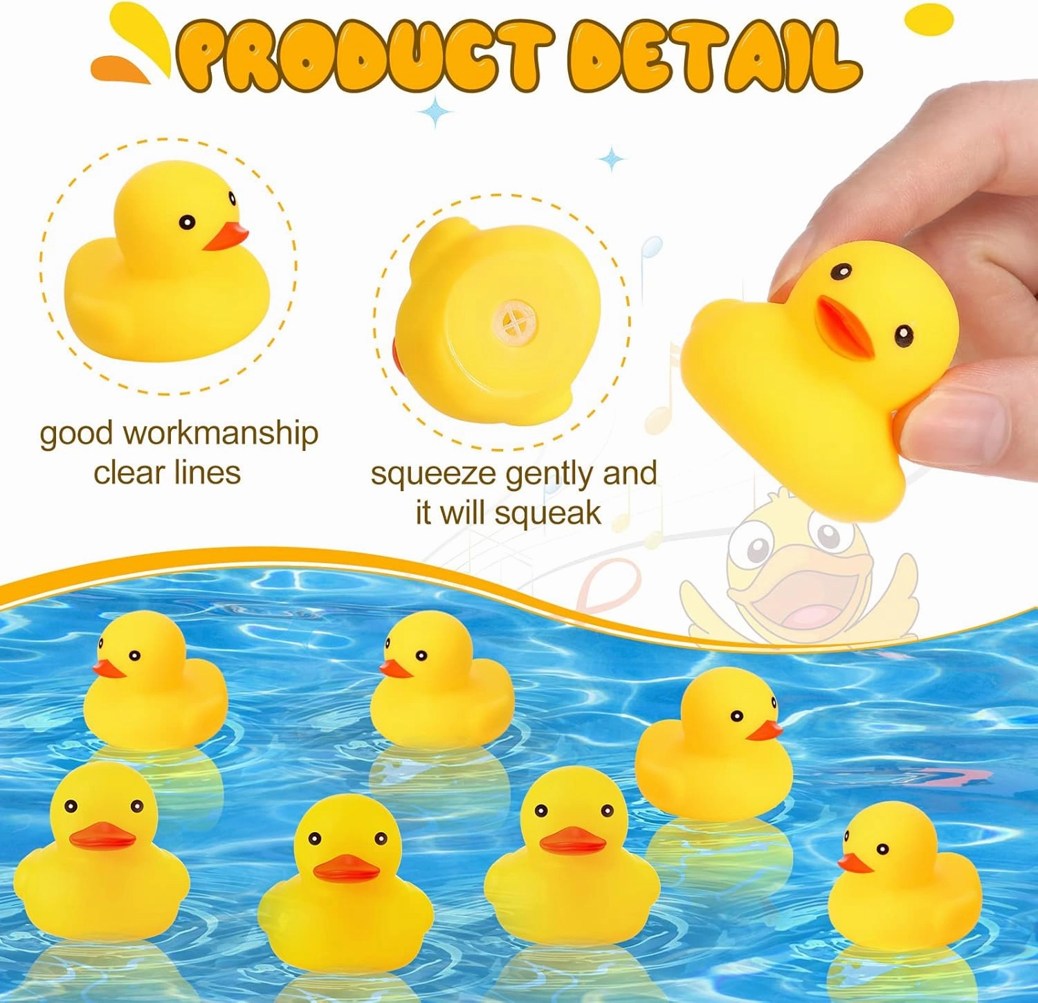 Zhanmai 300 Pcs Rubber Duck Bath Toys, Mini Float Squeak Ducks Bulk for Tiny Baby Shower Preschool Bathtub Toy Pool Party Supplies Birthday, Yellow(2.17 x 1.97 x 1.65 Inch)