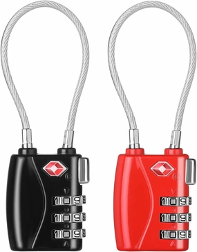 ZHEGE TSA Luggage Lock 2 Pack, 3 Digit Small Combination Padlock for Travel (Black & Red)