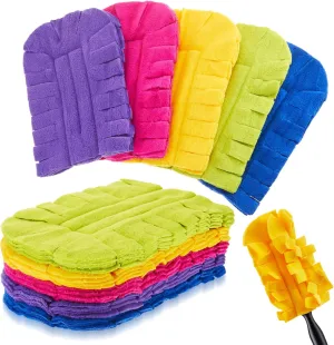 Zubebe 12 Pcs Fleece Duster Refill Reusable Duster Refills Washable Hand Cleaning Pads Heavy Duty for Cleaning Ceiling Fan Window Kitchen (Dark Color)
