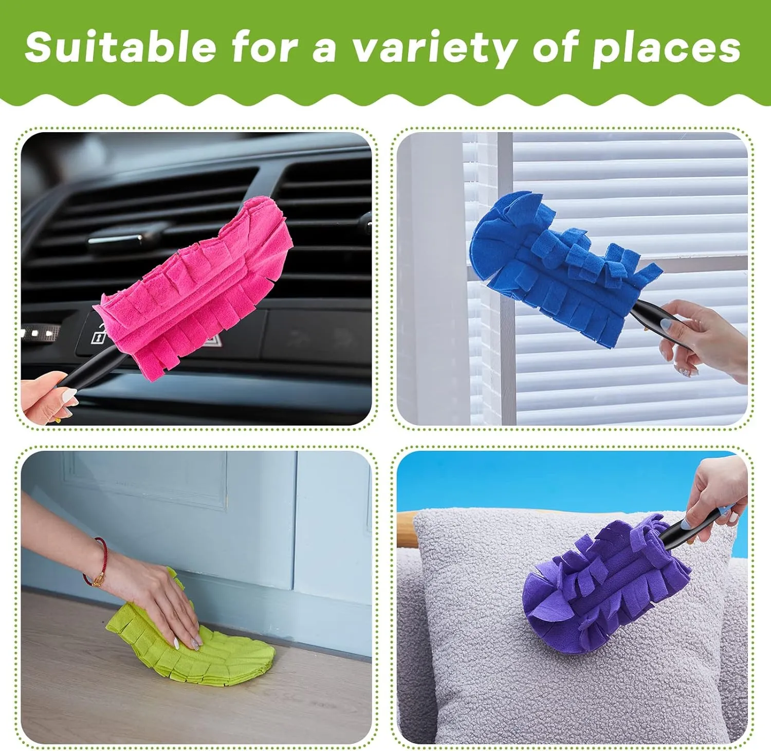 Zubebe 12 Pcs Fleece Duster Refill Reusable Duster Refills Washable Hand Cleaning Pads Heavy Duty for Cleaning Ceiling Fan Window Kitchen (Dark Color)