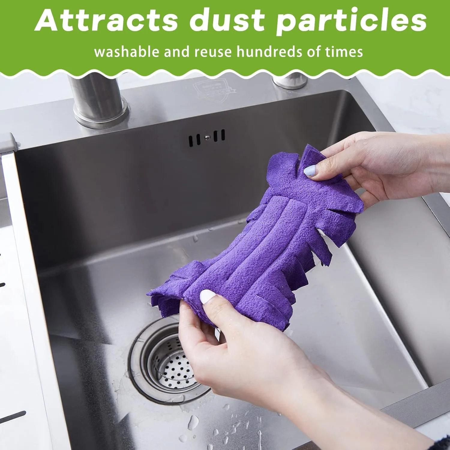 Zubebe 12 Pcs Fleece Duster Refill Reusable Duster Refills Washable Hand Cleaning Pads Heavy Duty for Cleaning Ceiling Fan Window Kitchen (Dark Color)