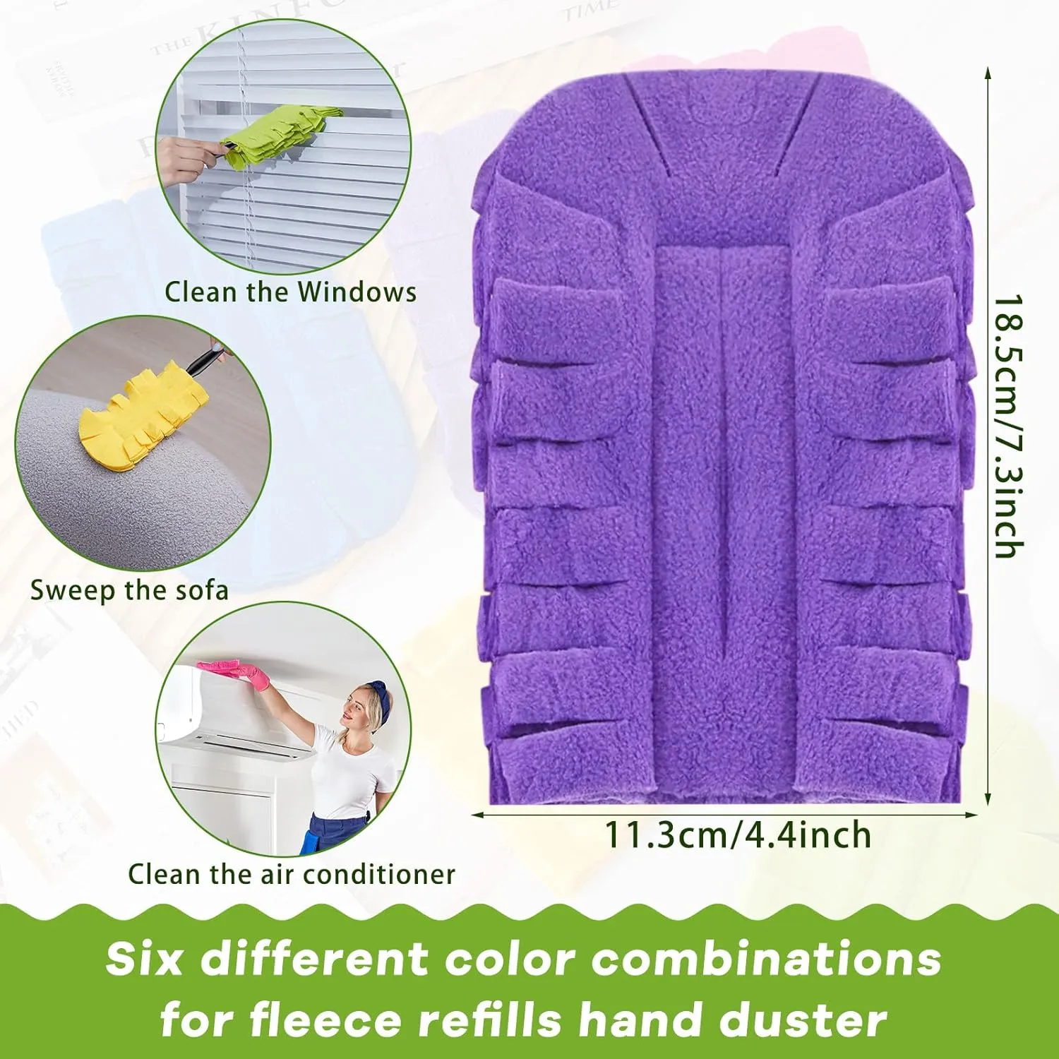 Zubebe 12 Pcs Fleece Duster Refill Reusable Duster Refills Washable Hand Cleaning Pads Heavy Duty for Cleaning Ceiling Fan Window Kitchen (Dark Color)