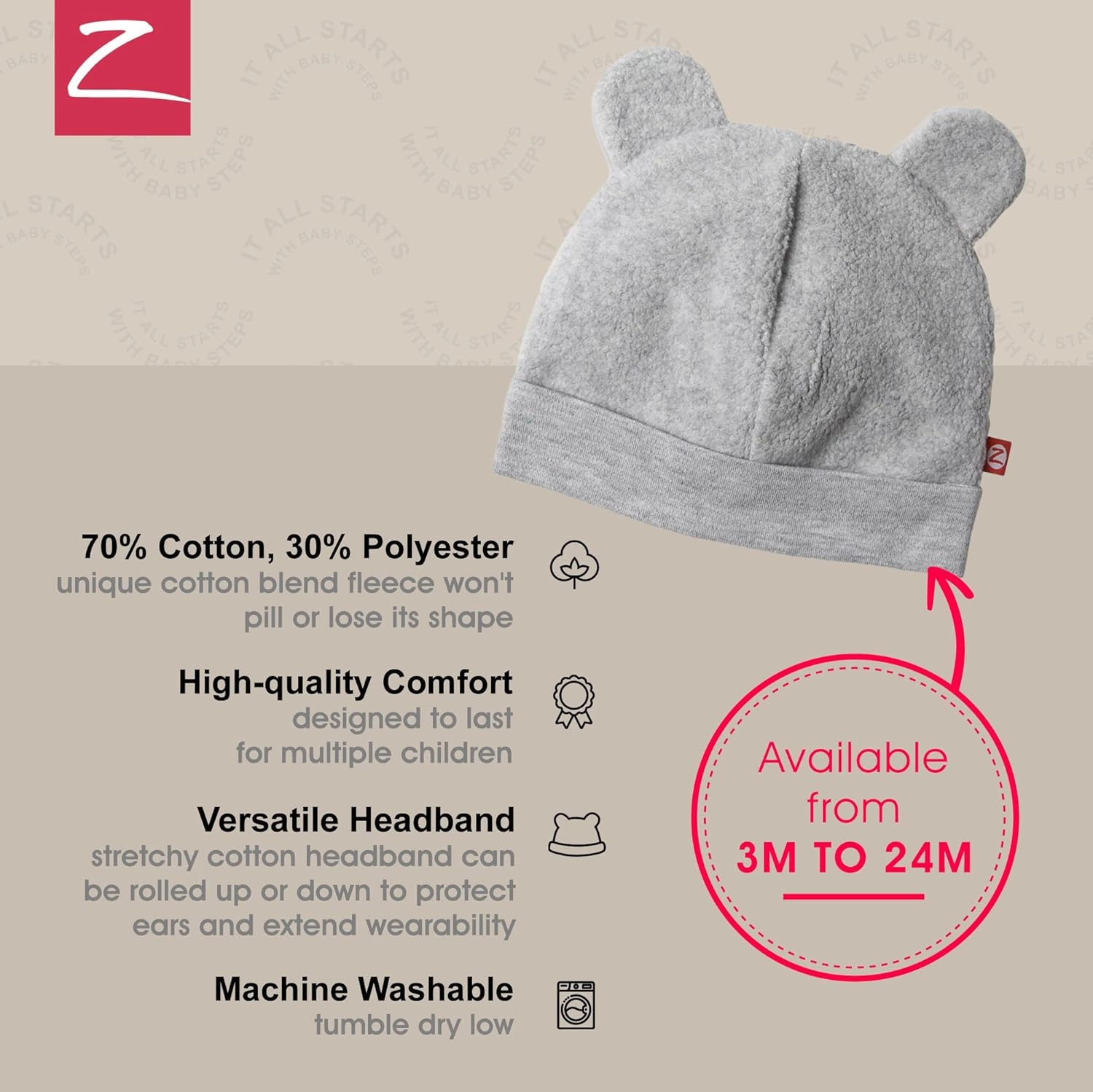 Zutano Unisex Baby Fleece Hat, Winter Baby Hat for Boys and Girls, Cold-Weather Baby Gear, Infant Cap